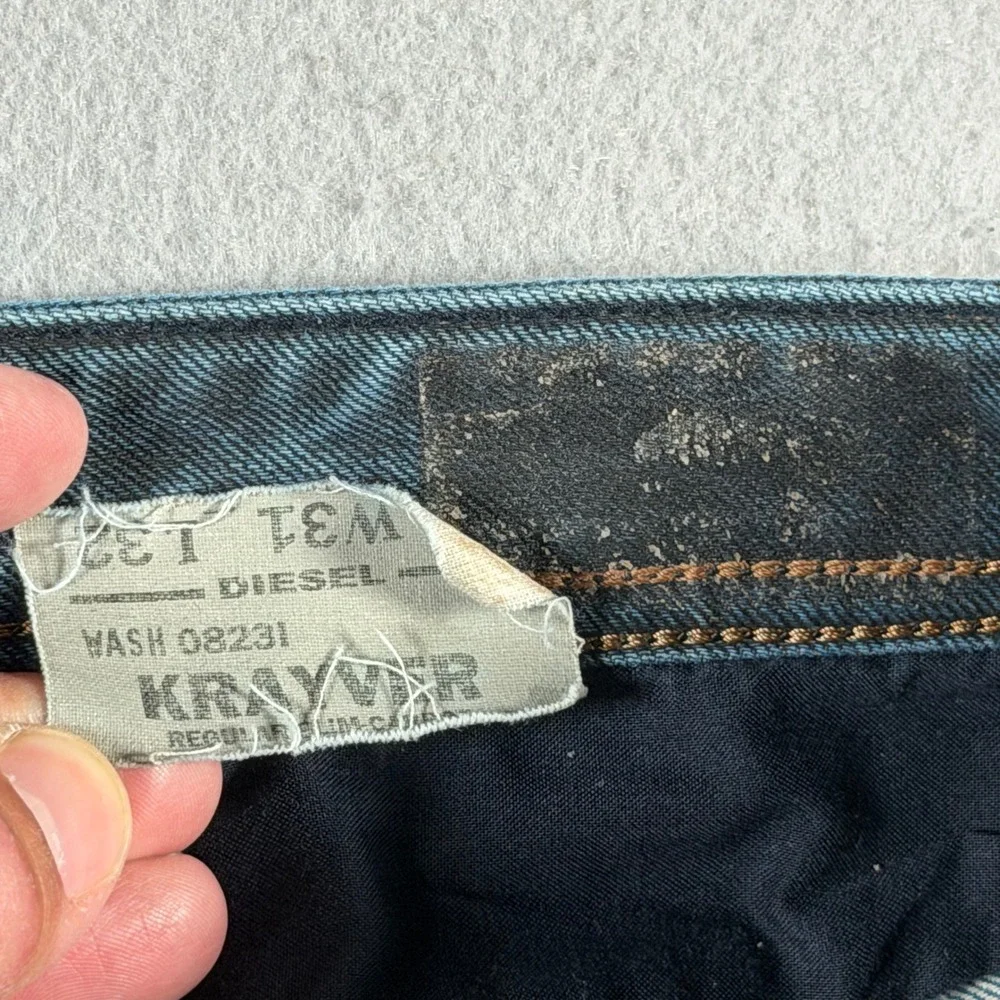 Diesel Krayver Regular Slim-Carrot Blue Jeans Wash 0823I Mens 31x32 (Fits 32x31)